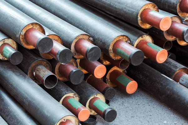 Industrial heat water pipes stack — Stock Photo, Image
