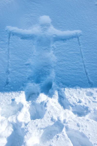 Skiing person imprint in winter snow — Stock Photo, Image