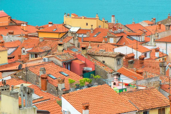 Piran Dächer im Sommer — Stockfoto