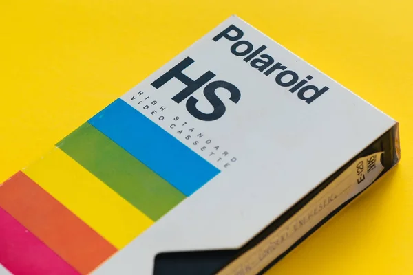 Polaroid VHS video cassette, retro video technology — Stock Photo, Image