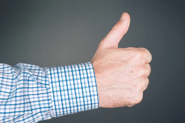 Like and approve hand gesture with thumb up — Stock Photo, Image