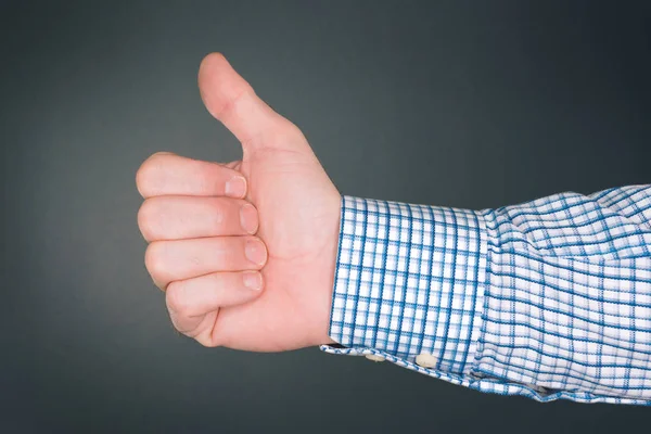 Like and approve hand gesture with thumb up — Stock Photo, Image