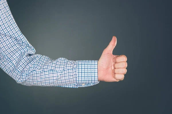 Like and approve hand gesture with thumb up — Stock Photo, Image