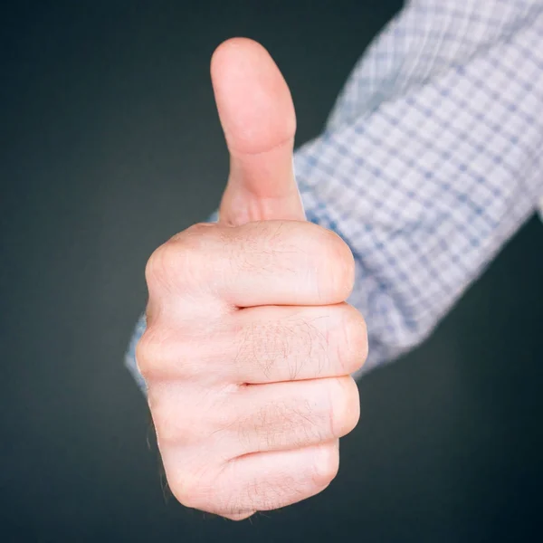 Like and approve hand gesture with thumb up — Stock Photo, Image