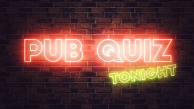 Pub Quiz neon tabela tuğla duvara monte