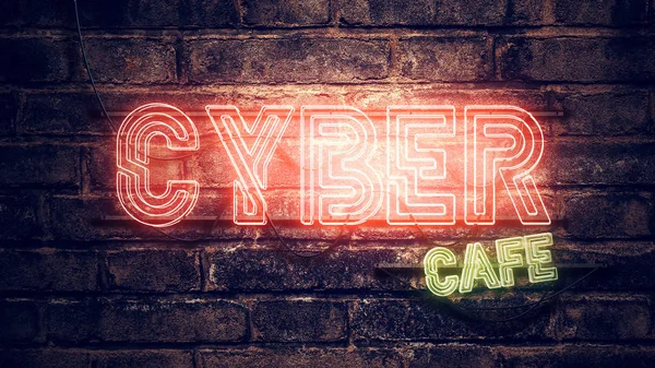 Cyber Cafe lichtreclame — Stockfoto