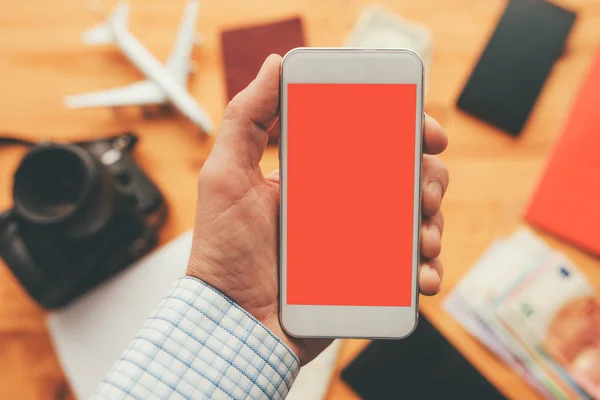 Geschäftsreise-App für Handy-Attrappe — Stockfoto