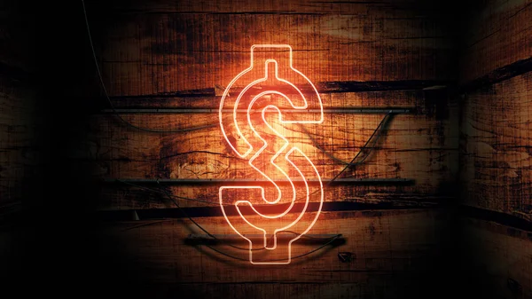Bize dolar para birimi sembolü neon işareti — Stok fotoğraf