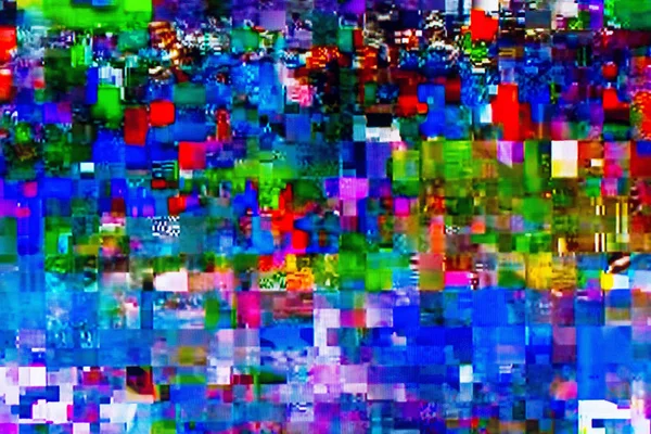 Digitale Tv glitch op televisiescherm — Stockfoto