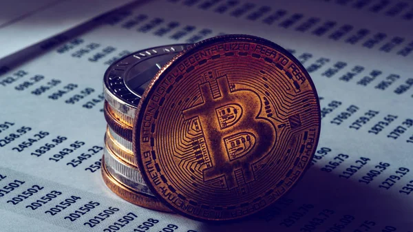 Bitcoin moneta criptovaluta — Foto Stock