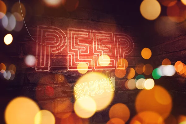 Peep show neonový nápis — Stock fotografie