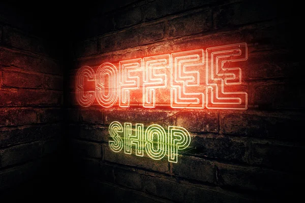 Koffie winkel neon teken — Stockfoto