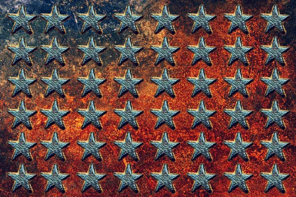 Geprägte US-Sternformen auf rostiger Metalloberfläche — Stockfoto