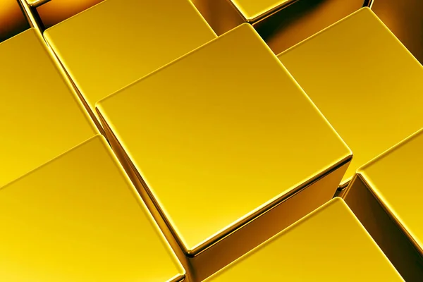 Fondo de negocio de oro 3d abstracto hecho de cajas metálicas —  Fotos de Stock