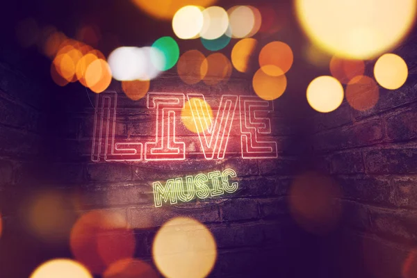 Live music neonový nápis — Stock fotografie