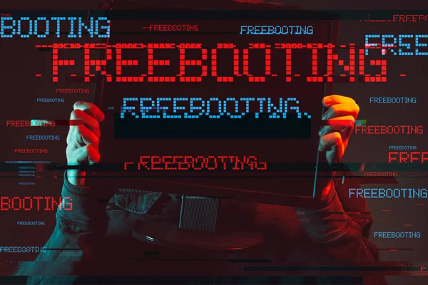 익명 모자 쓴 남자 사람과 freebooting 개념 — 스톡 사진