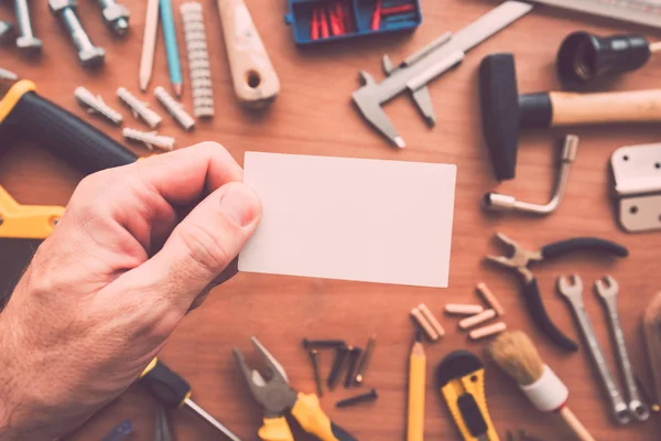 Handyman blank business card as copy space — Stock Photo, Image