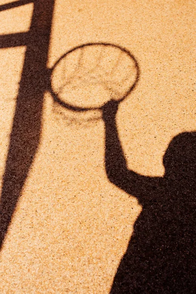 Shadow Male Basketball Player Slam Dunk Pose Holding Hoops — Stock Photo, Image