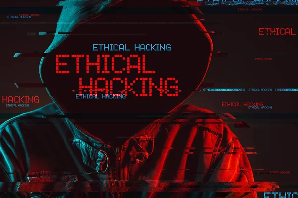 Ethische Hacking Concept Met Anonieme Hooded Mannelijke Persoon Lage Belangrijke — Stockfoto