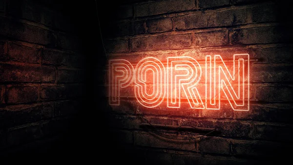 Pornó Neonreklám Fogalmi Rendering Illusztráció — Stock Fotó