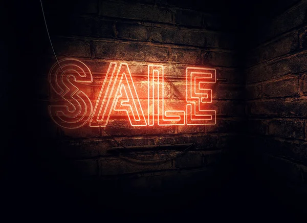 Sale Neon Sign Conceptual Rendering Illustration — Stock Photo, Image
