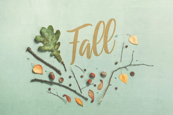 Autumn season flat lay decoration top view — Stock Photo, Image