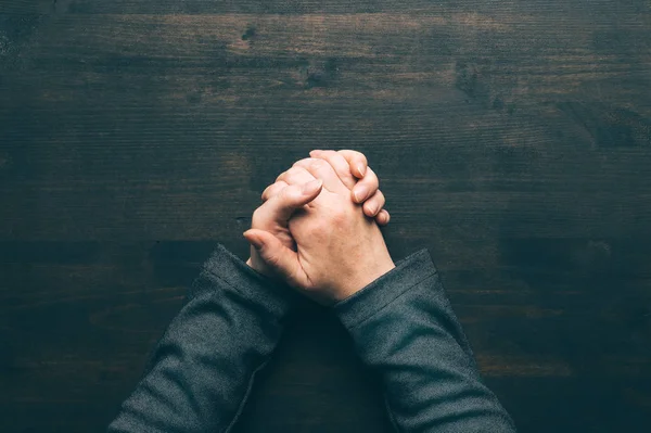 Sweaty palms, top view of female business person hands — Stockfoto