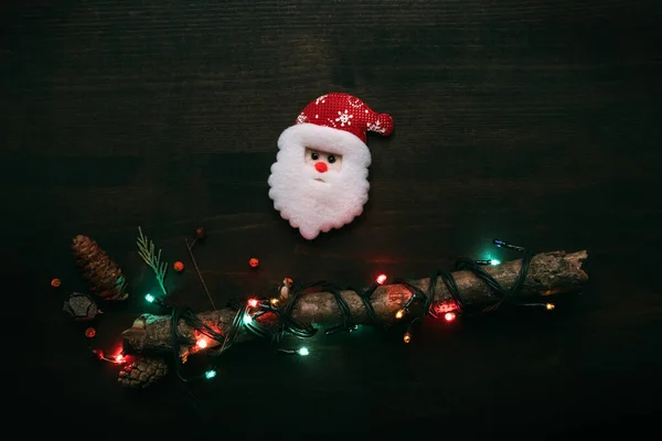 Fondo de vacaciones de Navidad con Santa Claus y luz brillante —  Fotos de Stock