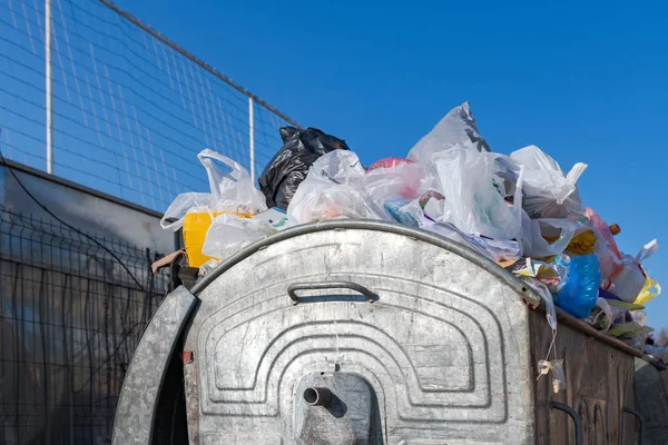 Overloaded garbage container — Stock Photo, Image