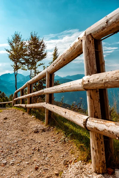 Split rail fence in mountain landscape — 스톡 사진