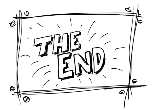 The End doodle drawing by hand — Stock Photo, Image