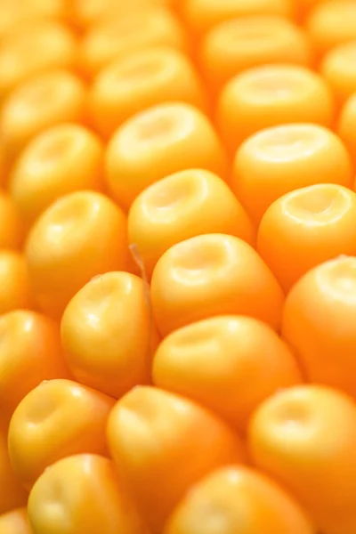 Ripe yellow kernels on corn on the cob, macrophotography — Stock Photo, Image