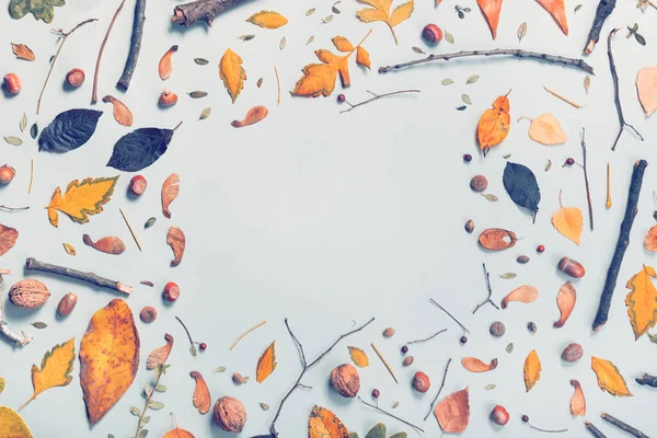 フラットレイ秋のコピースペーストップビュー 抽象的な秋の季節配置 — ストック写真