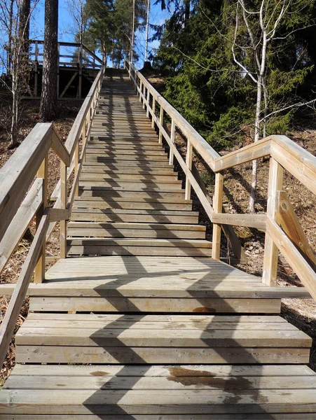 Escalier en bois à flanc de colline — Photo