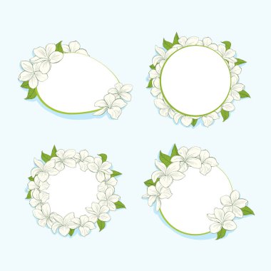 Plumeria çiçekler ile dört çerçeve kümesi