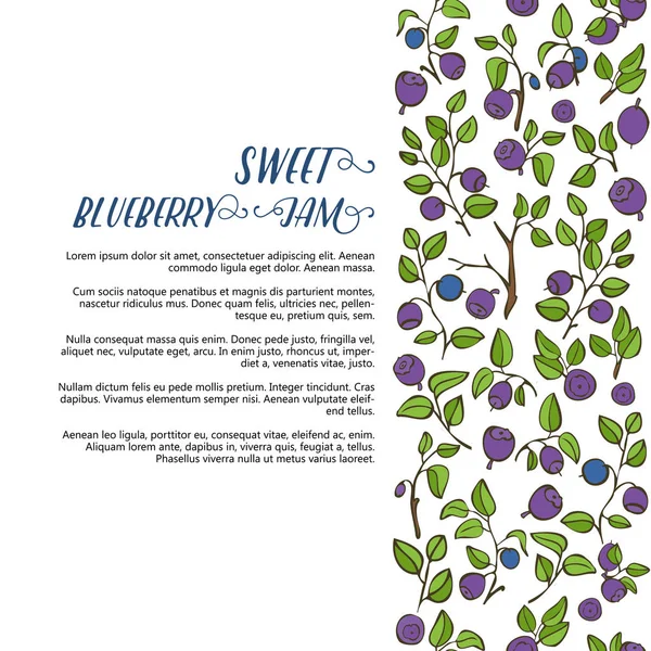 Blueberry achtergrond voor het etiket of de kaart — Stockvector