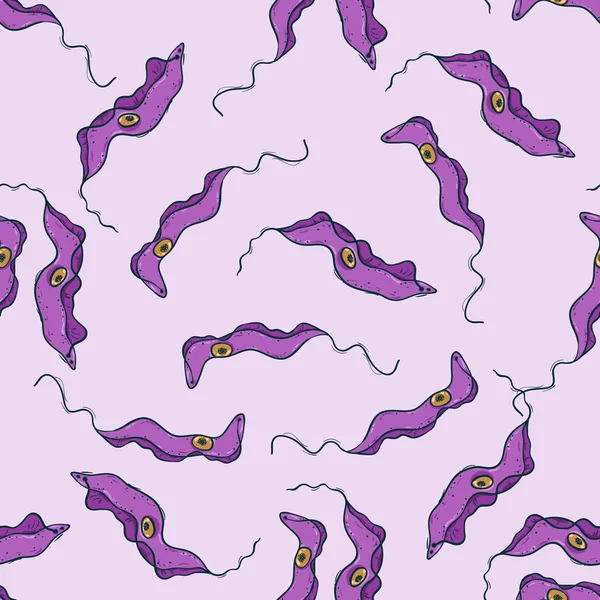 Modèle sans couture avec des microorganismes trypanosoma — Image vectorielle