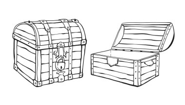 İki satır göğüsler, açık ve kapalı göğüs. Beyaz arka plan üzerinde izole
