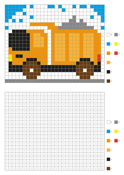 着色书编号方块。孩子彩页，像素着色。跟踪 — 图库矢量图片