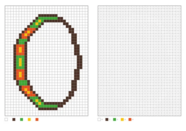 ABC página para colorir. Coloração de pixel alfabeto com quadrados numerados para crianças —  Vetores de Stock