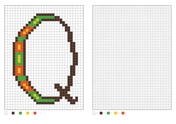ABC página para colorir. Coloração de pixel alfabeto com quadrados numerados para crianças —  Vetores de Stock