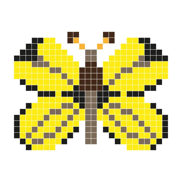 Gul fjäril, pixel-stilen — Stock vektor