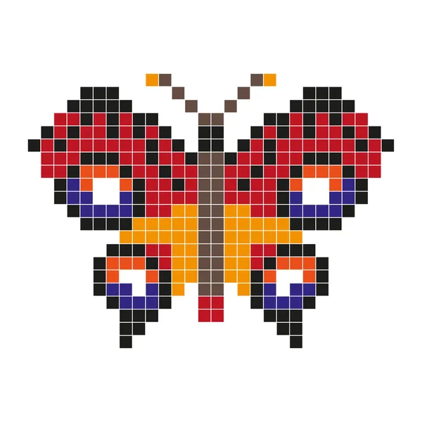 Roter Schmetterling, Pixelstil — Stockvektor