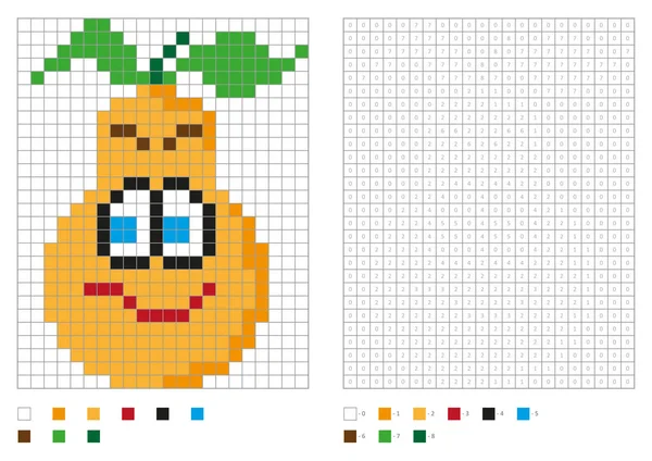 Página para colorear para niños, píxel para colorear con pera divertida — Archivo Imágenes Vectoriales