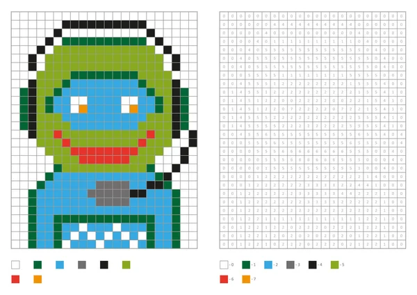 ピクセルの幻想的なロボットの着色のページを着色子供たち ベクトル図 — ストックベクタ