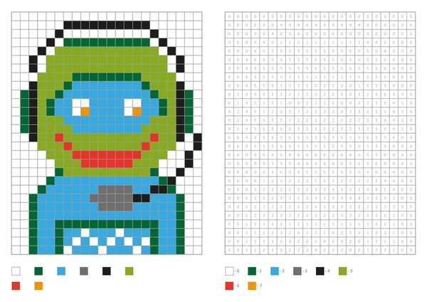 Kinder Malseite Pixel Färbung Mit Fantastischen Roboter Vektorillustration — Stockvektor