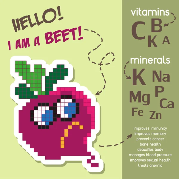 Infografica Creativa Vitamine Minerali Nella Barbabietola Benefici Salute Della Barbabietola — Vettoriale Stock