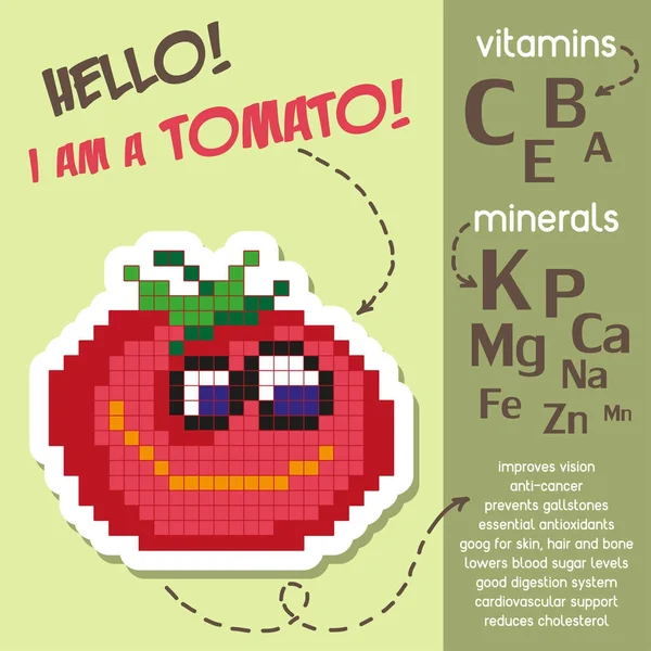 Infographies Créatives Sur Les Vitamines Les Minéraux Dans Tomate Avantages — Image vectorielle