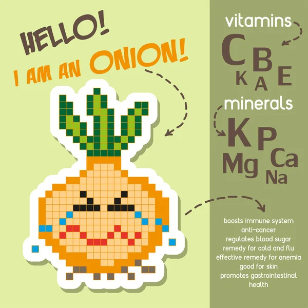 Creatieve Infographics Vitaminen Mineralen Gezondheidsvoordelen Van Uien Cartoon Stijl Vectorillustratie — Stockvector