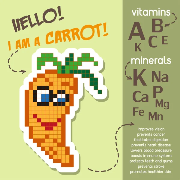 Infografica Creativa Vitamine Minerali Nella Carota Benefici Salute Della Carota — Vettoriale Stock